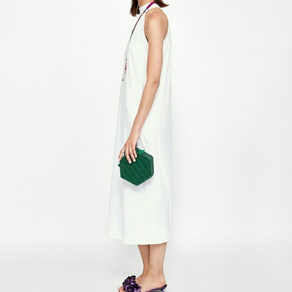 NWOT Zara white halter ribbed dress size M - Picture 2 of 7